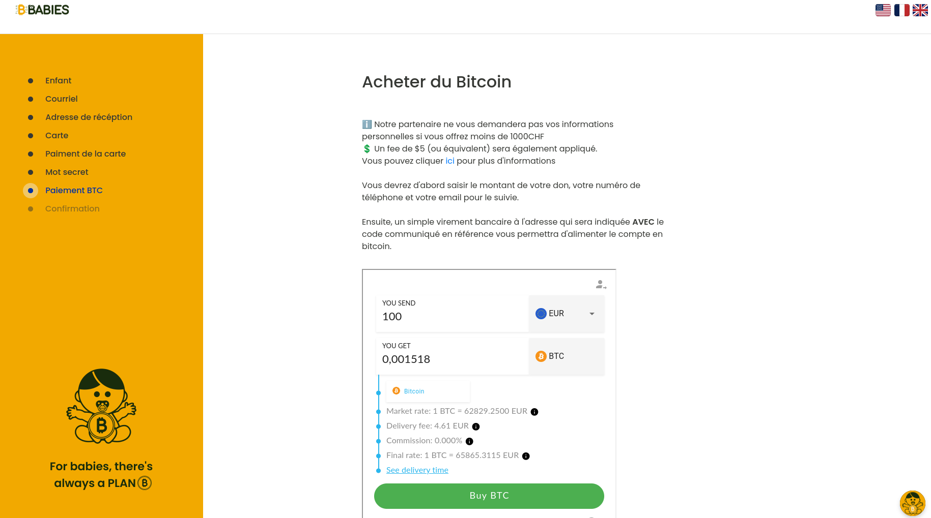 Mot secret & Alimentation du portefeuille bitcoin